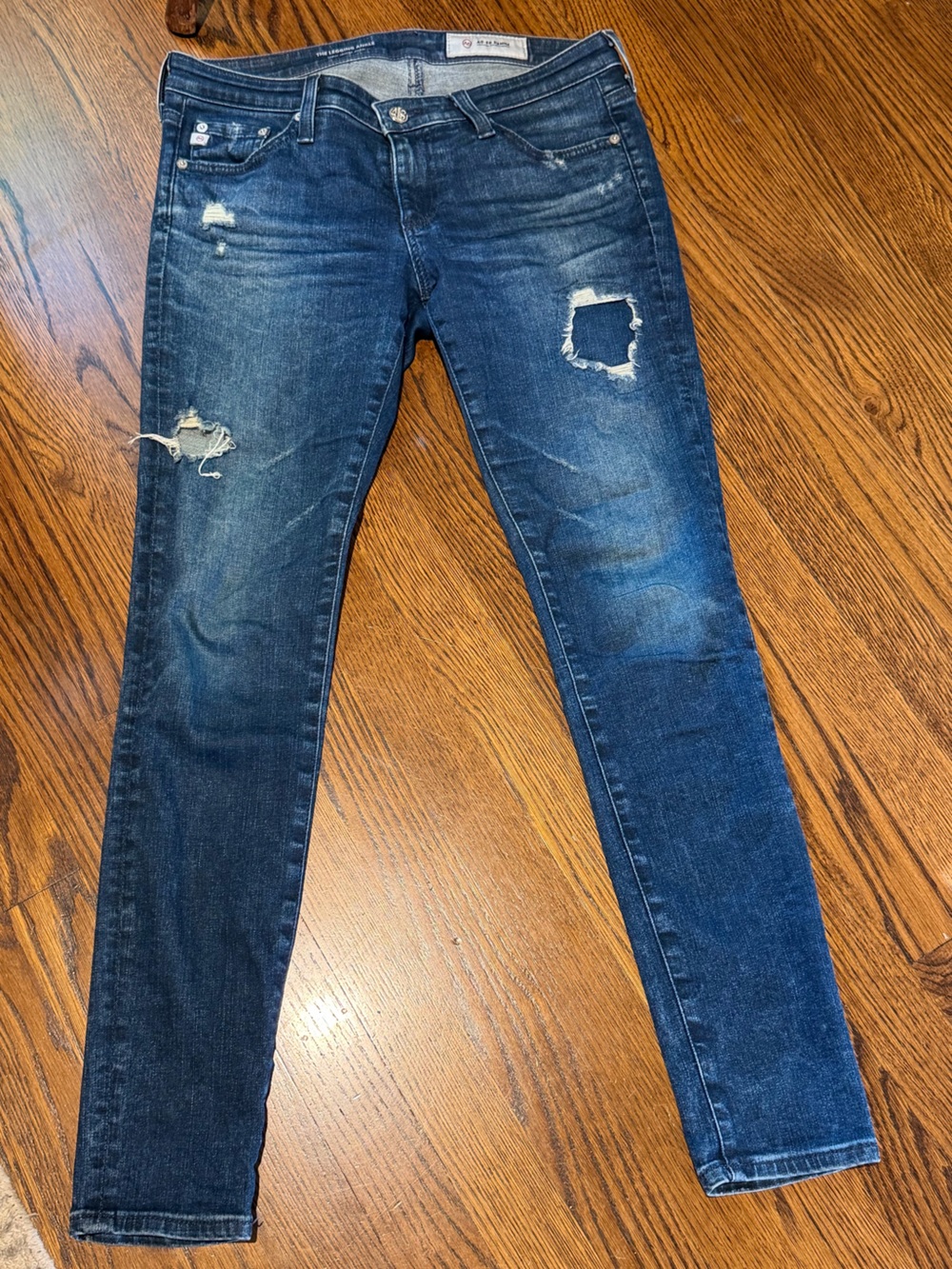 Ag Adriano Goldschmied Indigo Distressed Skinny Jeans